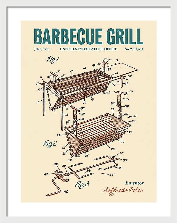 Barbecue Grill Retro Patent Us2511594a