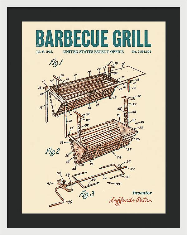 Barbecue Grill Retro Patent Us2511594a