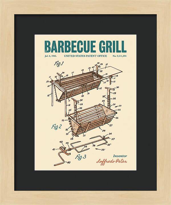 Barbecue Grill Retro Patent Us2511594a