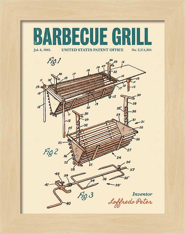 Barbecue Grill Retro Patent Us2511594a