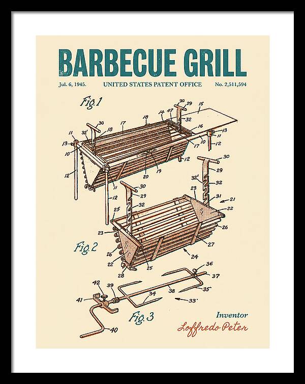 Barbecue Grill Retro Patent Us2511594a