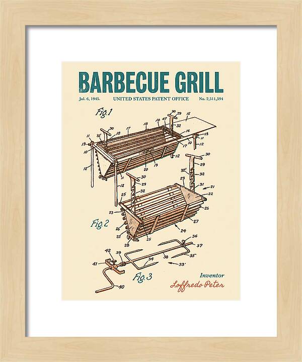 Barbecue Grill Retro Patent Us2511594a