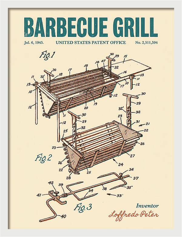 Barbecue Grill Retro Patent Us2511594a