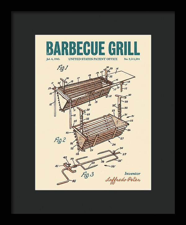 Barbecue Grill Retro Patent Us2511594a