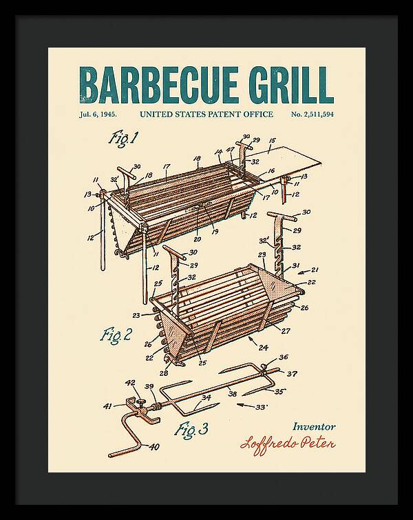 Barbecue Grill Retro Patent Us2511594a