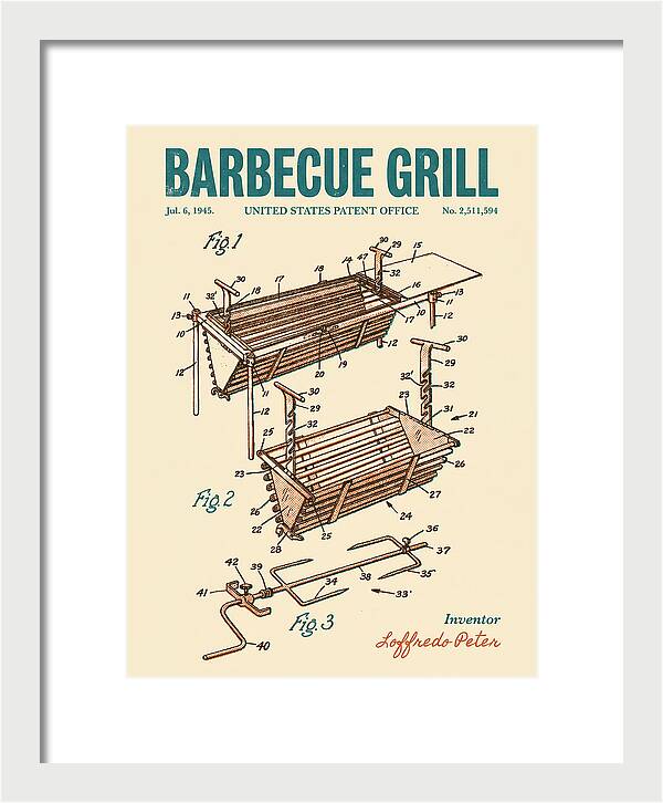 Barbecue Grill Retro Patent Us2511594a