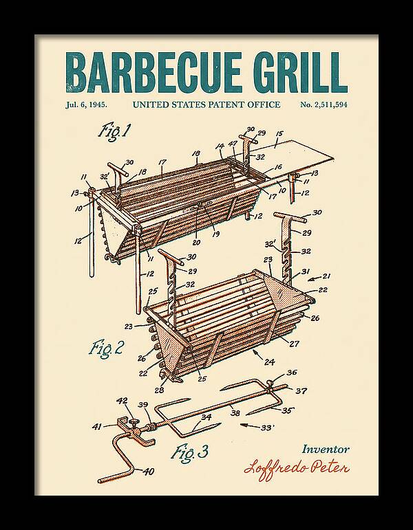 Barbecue Grill Retro Patent Us2511594a