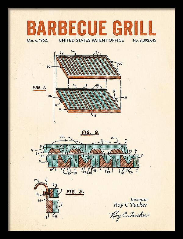 Barbecue Grill Retro Patent Us3092015a