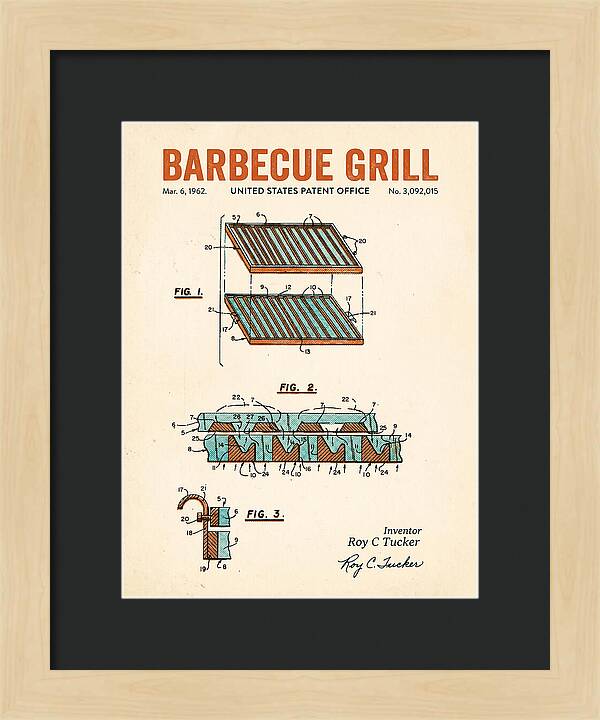 Barbecue Grill Retro Patent Us3092015a