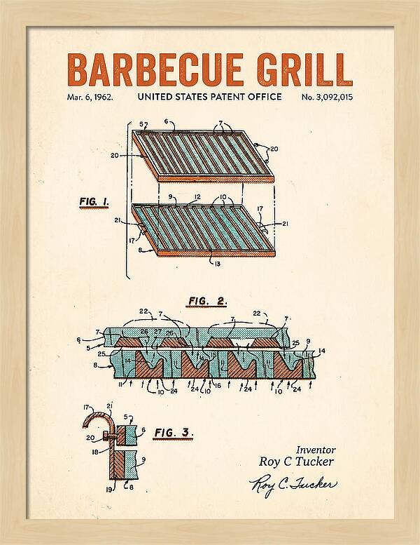 Barbecue Grill Retro Patent Us3092015a