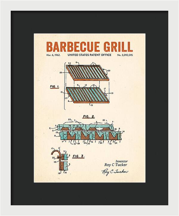 Barbecue Grill Retro Patent Us3092015a