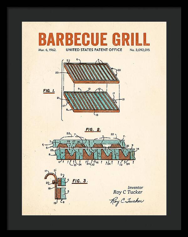 Barbecue Grill Retro Patent Us3092015a