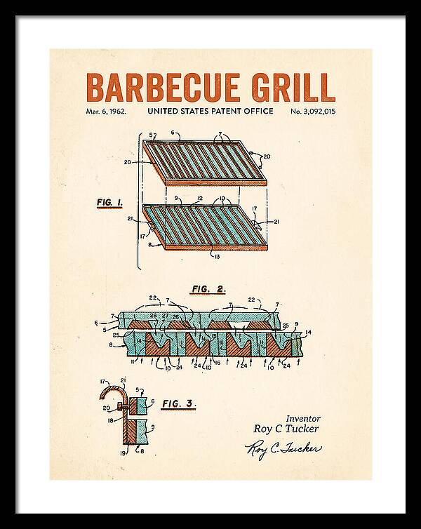 Barbecue Grill Retro Patent Us3092015a