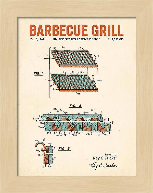 Barbecue Grill Retro Patent Us3092015a