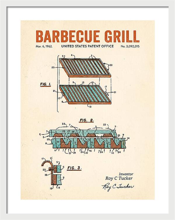 Barbecue Grill Retro Patent Us3092015a