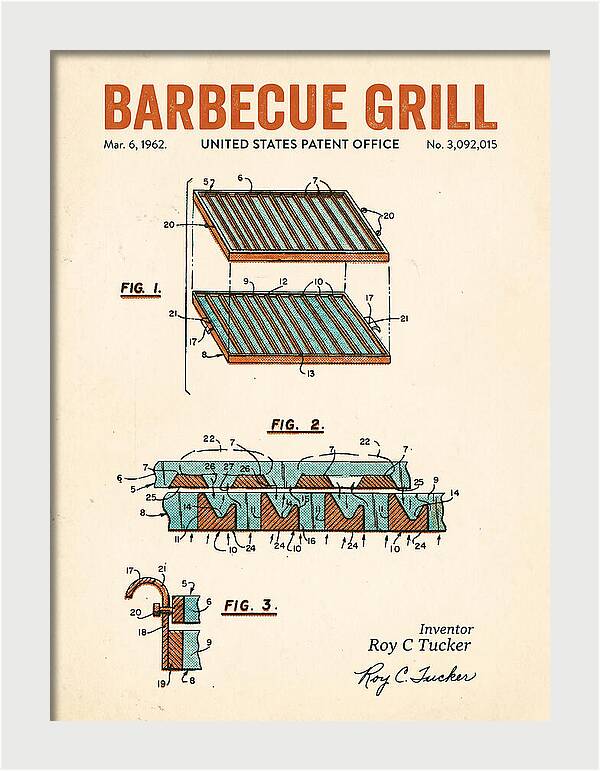 Barbecue Grill Retro Patent Us3092015a