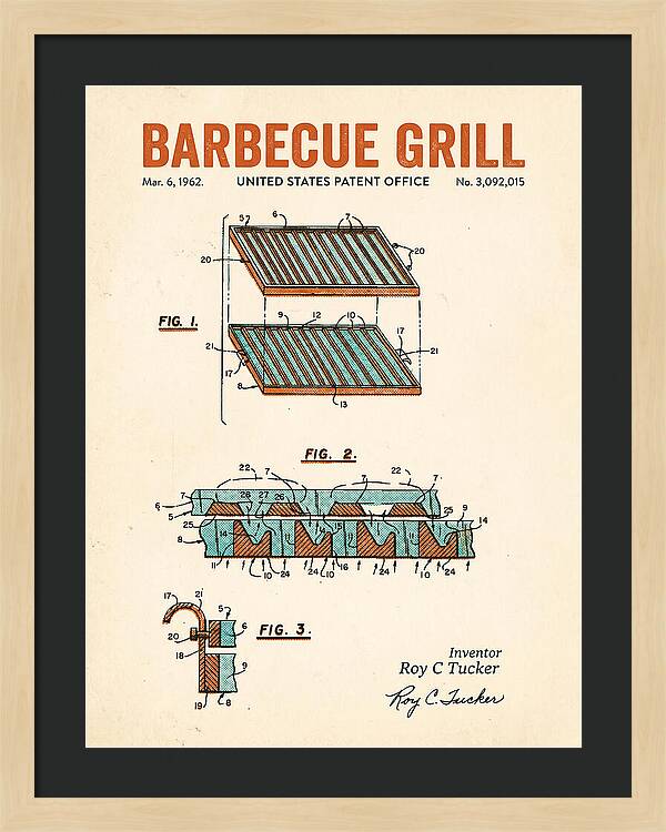 Barbecue Grill Retro Patent Us3092015a