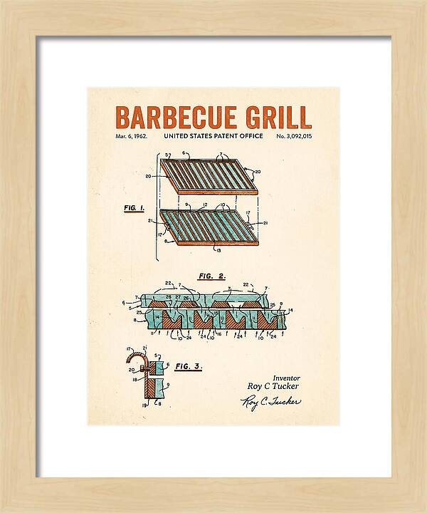 Barbecue Grill Retro Patent Us3092015a