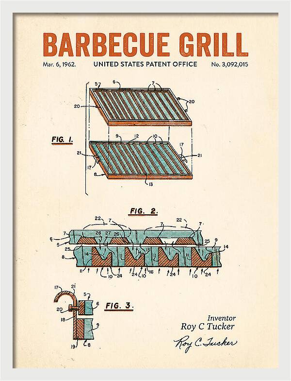 Barbecue Grill Retro Patent Us3092015a