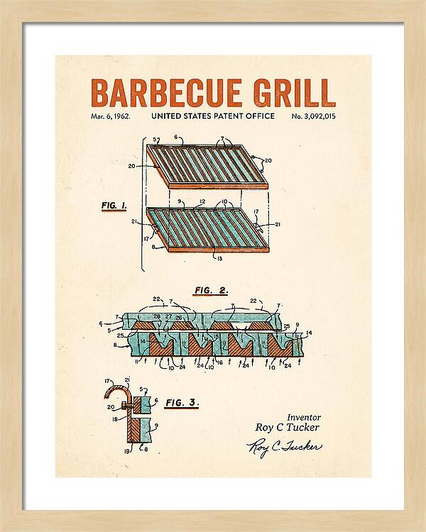 Barbecue Grill Retro Patent Us3092015a