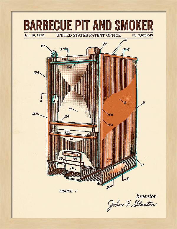Barbecue Pit And Smoker Retro Patent Us5078049a