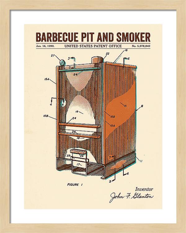 Barbecue Pit And Smoker Retro Patent Us5078049a