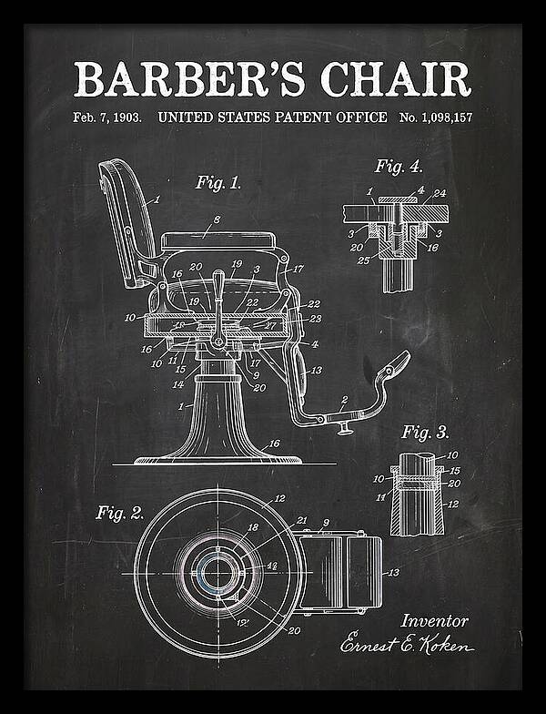 Barber's Chair Chalkboard Patent Us1098157a