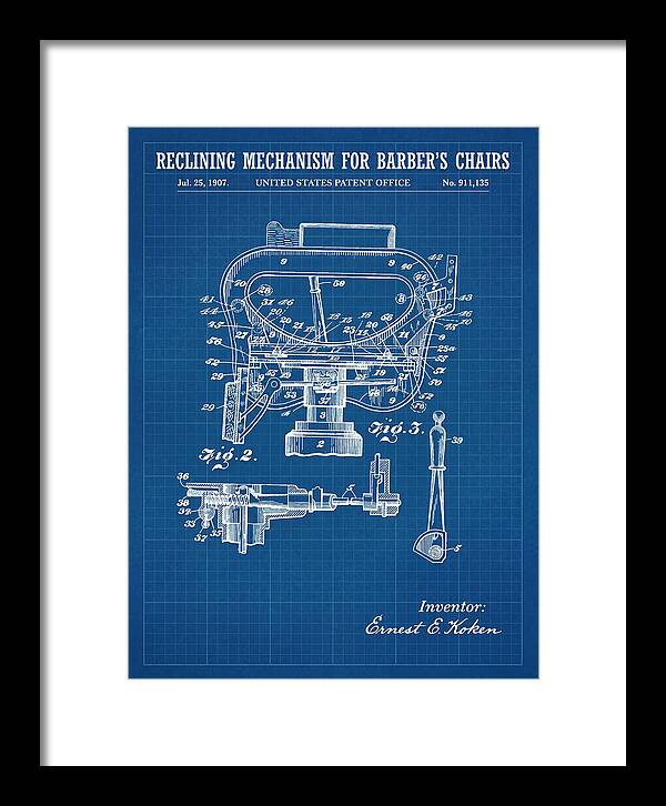 Barber's Chair Reclining Mechanism Blueprint Patent Us911135a