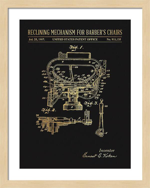 Barber's Chair Reclining Mechanism Gold Patent Us911135a
