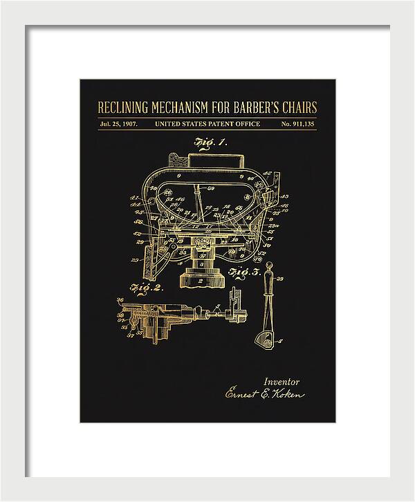 Barber's Chair Reclining Mechanism Gold Patent Us911135a