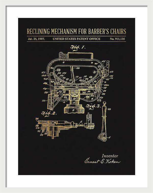 Barber's Chair Reclining Mechanism Gold Patent Us911135a