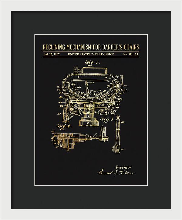 Barber's Chair Reclining Mechanism Gold Patent Us911135a