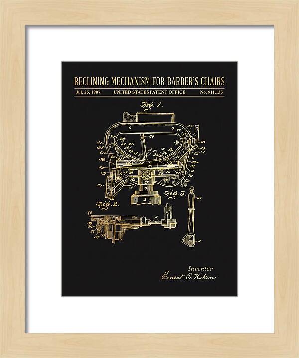 Barber's Chair Reclining Mechanism Gold Patent Us911135a