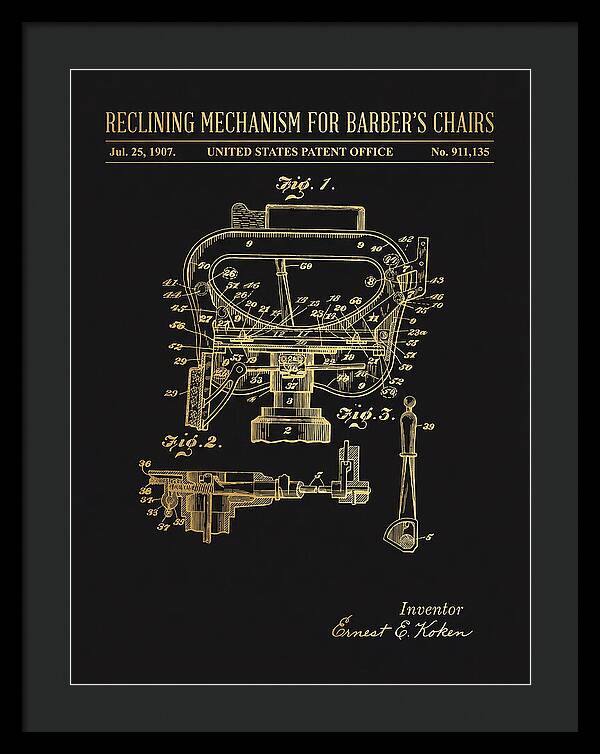 Barber's Chair Reclining Mechanism Gold Patent Us911135a