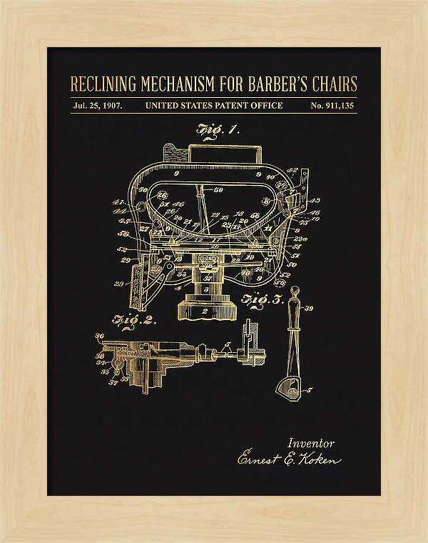 Barber's Chair Reclining Mechanism Gold Patent Us911135a