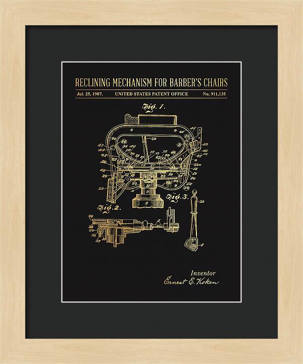 Barber's Chair Reclining Mechanism Gold Patent Us911135a