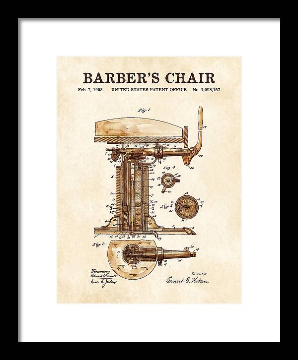 Barber's Chair Watercolor Patent Us1098157a
