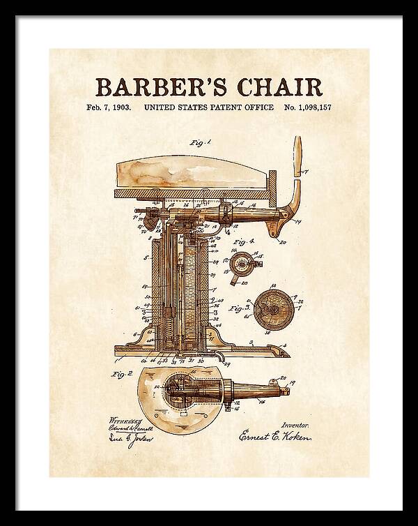 Barber's Chair Watercolor Patent Us1098157a