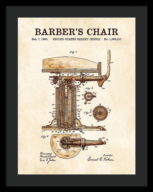 Barber's Chair Watercolor Patent Us1098157a