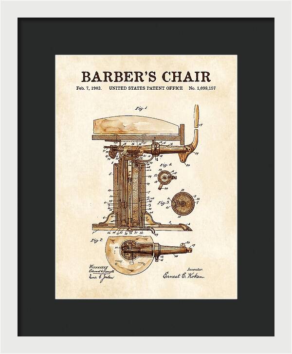 Barber's Chair Watercolor Patent Us1098157a
