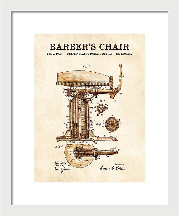 Barber's Chair Watercolor Patent Us1098157a