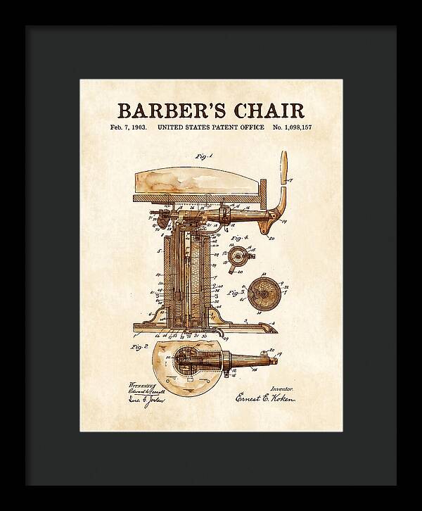 Barber's Chair Watercolor Patent Us1098157a