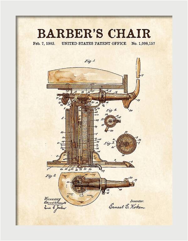 Barber's Chair Watercolor Patent Us1098157a