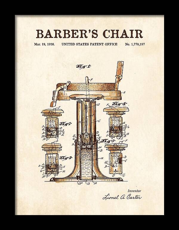 Barber's Chair Watercolor Patent Us1770197a