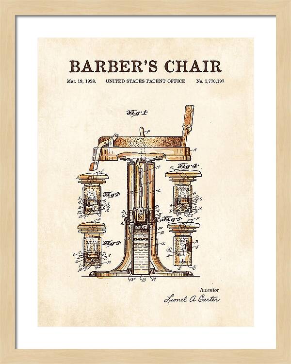 Barber's Chair Watercolor Patent Us1770197a