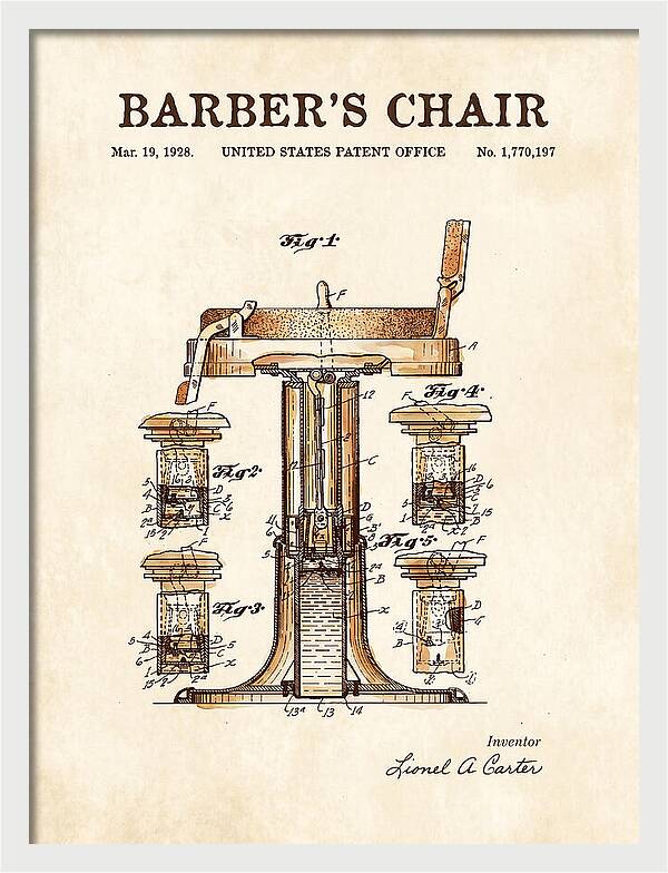 Barber's Chair Watercolor Patent Us1770197a