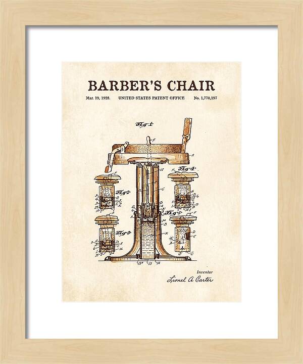 Barber's Chair Watercolor Patent Us1770197a
