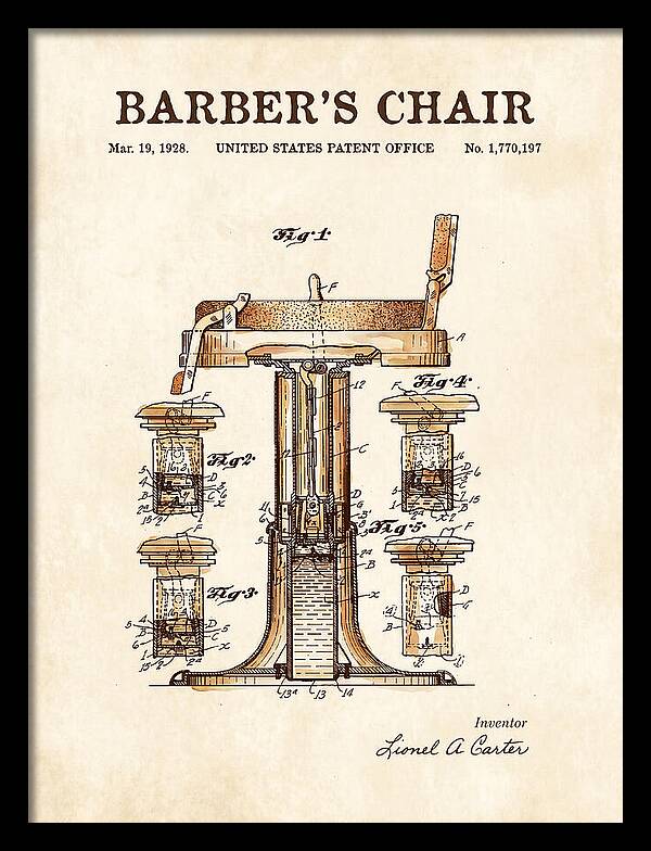Barber's Chair Watercolor Patent Us1770197a
