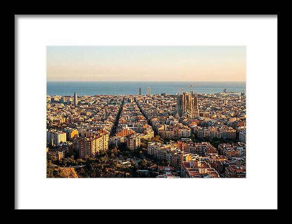 Barcelona Skyline At Golden Hour