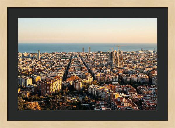 Barcelona Skyline At Golden Hour
